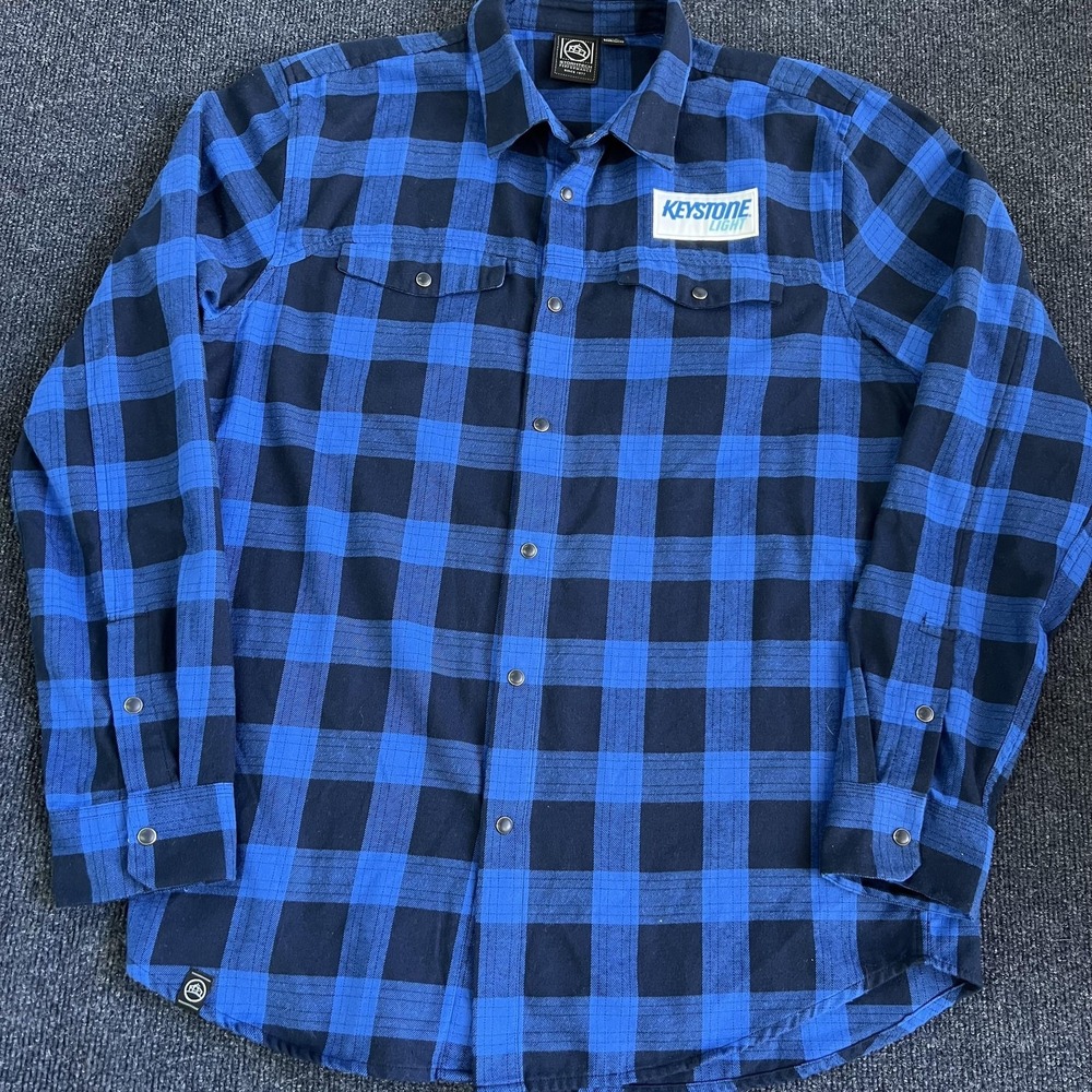 Stormtech Flannel Shirt Mens Large Plaid Long Sleeve Button Up Keystone Light
